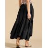 imageIDEALSANXUN Ruffle Long Flowy Skirts for Women Summer A Line Elastic High Waisted Casual Beach Maxi Skirts with PocketsBlack