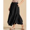 imageIDEALSANXUN Ruffle Long Flowy Skirts for Women Summer A Line Elastic High Waisted Casual Beach Maxi Skirts with PocketsBlack