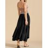 imageIDEALSANXUN Ruffle Long Flowy Skirts for Women Summer A Line Elastic High Waisted Casual Beach Maxi Skirts with PocketsBlack