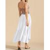imageIDEALSANXUN Ruffle Long Flowy Skirts for Women Summer A Line Elastic High Waisted Casual Beach Maxi Skirts with PocketsWhite