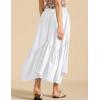 imageIDEALSANXUN Ruffle Long Flowy Skirts for Women Summer A Line Elastic High Waisted Casual Beach Maxi Skirts with PocketsWhite