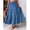 imageIDEALSANXUN Tiered Skirt Women Spring Summer Elastic High Waisted Flowy A Line Pleated Long Maxi SkirtsNavy