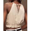 imageIDEALSANXUN Womens Crop Linen Halter Tops Summer High Neck Tank Tops Sleeveless ShirtsBeige