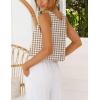 imageIDEALSANXUN Womens Gingham Tank Tops Spring Summer Casual Crop Cotton Sleeveless Shirts BlousesDark Khaki
