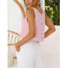 imageIDEALSANXUN Womens Gingham Tank Tops Spring Summer Casual Crop Cotton Sleeveless Shirts BlousesPink