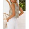 imageIDEALSANXUN Womens Gingham Tank Tops Spring Summer Casual Crop Cotton Sleeveless Shirts BlousesZ Dark Khaki