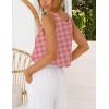 imageIDEALSANXUN Womens Gingham Tank Tops Spring Summer Casual Crop Cotton Sleeveless Shirts BlousesZ Wine