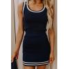 imageIDEALSANXUN Womens Knit Striped Skirt High Waisted Stretch Bodycon Mini SkirtNavy