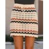 imageIDEALSANXUN Womens Knit Striped Skirts Fall Winter Pencil Stretch Mini SkirtBeige