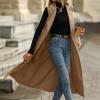 imageIDEALSANXUN Womens Long Vest Casual Double Breasted Sleeveless Trench Coat JacketsDark Khaki