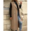 imageIDEALSANXUN Womens Long Vest Casual Double Breasted Sleeveless Trench Coat JacketsDark Khaki