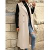 imageIDEALSANXUN Womens Long Vest Casual Double Breasted Sleeveless Trench Coat JacketsKhaki