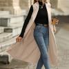 imageIDEALSANXUN Womens Long Vest Casual Double Breasted Sleeveless Trench Coat JacketsKhaki