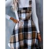 imageIDEALSANXUN Womens Plaid Overall Dress Fall Winter A Line Pleated Mini DressesBrown New