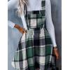 imageIDEALSANXUN Womens Plaid Overall Dress Fall Winter A Line Pleated Mini DressesGreen