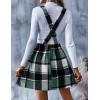 imageIDEALSANXUN Womens Plaid Overall Dress Fall Winter A Line Pleated Mini DressesGreen