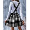 imageIDEALSANXUN Womens Plaid Overall Dress Fall Winter A Line Pleated Mini DressesGrey