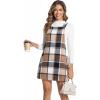 imageIDEALSANXUN Womens Plaid Overall Dress Fall Winter Casual Sleeveless Pinafore Jumper OverallsBrown New