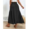 imageIDEALSANXUN Womens Ruffle Midi Skirt with Slit Spring Summer Elastic High Waisted Casual Flowy A Line Beach SkirtsBlack