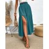 imageIDEALSANXUN Womens Ruffle Midi Skirt with Slit Spring Summer Elastic High Waisted Casual Flowy A Line Beach SkirtsBlue