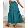 imageIDEALSANXUN Womens Ruffle Midi Skirt with Slit Spring Summer Elastic High Waisted Casual Flowy A Line Beach SkirtsBlue