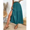imageIDEALSANXUN Womens Ruffle Midi Skirt with Slit Spring Summer Elastic High Waisted Casual Flowy A Line Beach SkirtsBlue