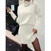 imageIDEALSANXUN Womens Sweater and Skirt Set Fall Winter 2 Piece Set Turtleneck Sweater Pleated SkirtBeige