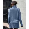 imageIDEALSANXUN Womens Sweater and Skirt Set Fall Winter 2 Piece Set Turtleneck Sweater Pleated SkirtBlue
