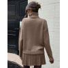 imageIDEALSANXUN Womens Sweater and Skirt Set Fall Winter 2 Piece Set Turtleneck Sweater Pleated SkirtBrown