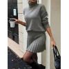 imageIDEALSANXUN Womens Sweater and Skirt Set Fall Winter 2 Piece Set Turtleneck Sweater Pleated SkirtGrey