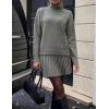 imageIDEALSANXUN Womens Sweater and Skirt Set Fall Winter 2 Piece Set Turtleneck Sweater Pleated SkirtGrey