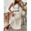 imageIDEALSANXUN Womens Tiered Flowy Maxi Skirt Summer Boho Elastic Waist Pleated A Line Loose Swing Long Beach DressBeige