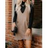 imageIDEALSANXUN Womens V Neck Sweater Vest Dress Fall Winter Sleeveless Sweater Pinafore DressKhaki