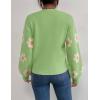 imageWomens Daisy Sweater Fall Winter Long Sleeve Pullover Loose Fit Flower Knit Sweater TopsGreen