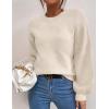 imageWomens Daisy Sweater Fall Winter Long Sleeve Pullover Loose Fit Flower Knit Sweater TopsPure Beige