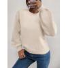 imageWomens Daisy Sweater Fall Winter Long Sleeve Pullover Loose Fit Flower Knit Sweater TopsPure Beige