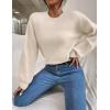 imageWomens Daisy Sweater Fall Winter Long Sleeve Pullover Loose Fit Flower Knit Sweater TopsPure Beige