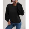 imageWomens Daisy Sweater Fall Winter Long Sleeve Pullover Loose Fit Flower Knit Sweater TopsPure Black