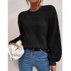 imageWomens Daisy Sweater Fall Winter Long Sleeve Pullover Loose Fit Flower Knit Sweater TopsPure Black