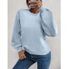 imageWomens Daisy Sweater Fall Winter Long Sleeve Pullover Loose Fit Flower Knit Sweater TopsPure Blue