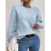 imageWomens Daisy Sweater Fall Winter Long Sleeve Pullover Loose Fit Flower Knit Sweater TopsPure Blue