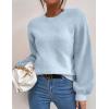 imageWomens Daisy Sweater Fall Winter Long Sleeve Pullover Loose Fit Flower Knit Sweater TopsPure Blue