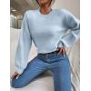 imageWomens Daisy Sweater Fall Winter Long Sleeve Pullover Loose Fit Flower Knit Sweater TopsPure Blue