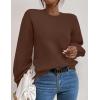 imageWomens Daisy Sweater Fall Winter Long Sleeve Pullover Loose Fit Flower Knit Sweater TopsPure Brown