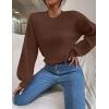 imageWomens Daisy Sweater Fall Winter Long Sleeve Pullover Loose Fit Flower Knit Sweater TopsPure Brown