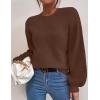imageWomens Daisy Sweater Fall Winter Long Sleeve Pullover Loose Fit Flower Knit Sweater TopsPure Brown