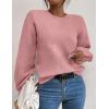 imageWomens Daisy Sweater Fall Winter Long Sleeve Pullover Loose Fit Flower Knit Sweater TopsPure Pink