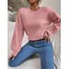 imageWomens Daisy Sweater Fall Winter Long Sleeve Pullover Loose Fit Flower Knit Sweater TopsPure Pink