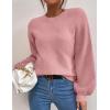 imageWomens Daisy Sweater Fall Winter Long Sleeve Pullover Loose Fit Flower Knit Sweater TopsPure Pink