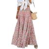 imageIDEALSANXUN Floral Skirts for Women Spring Summer Casual Flowy A Line Elastic High Waisted Boho Long Maxi SkirtPink